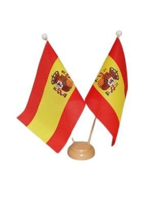 Spain Double Wooden Table Flag