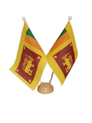 Sri Lanka Double Wooden Table Flag