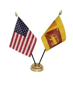 Sri Lanka with USA Friendship Table Flag