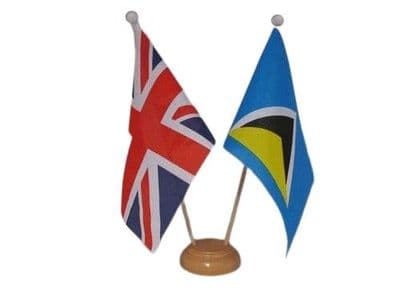St Lucia Friendship Table Flag - Wood