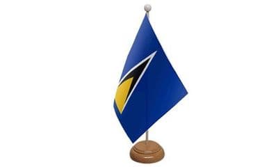 St Lucia Wooden Table Flag