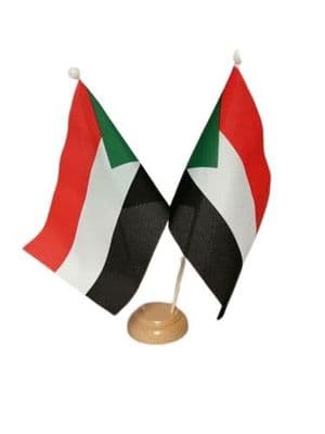 Sudan Double Wooden Table Flag