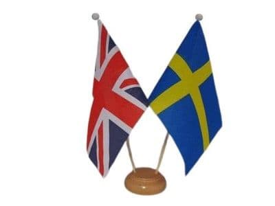 Sweden Friendship Wooden Table Flag