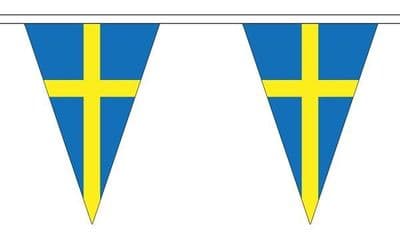 Sweden Triangle Bunting (5m) - 12 Flags