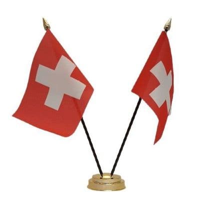Switzerland Double Table Flag