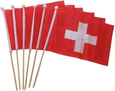 Switzerland Hand Flag - 6 Pack