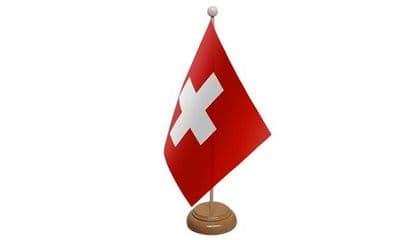 Switzerland Table Flag - Wood
