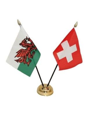 Switzerland with Wales Friendship Table Flag