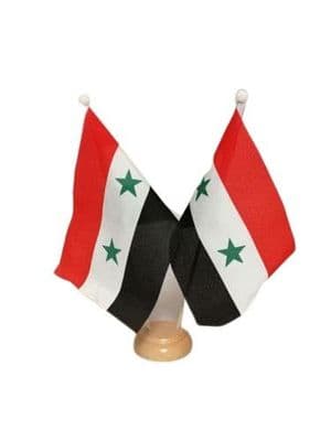 Syria Double Wooden Table Flag