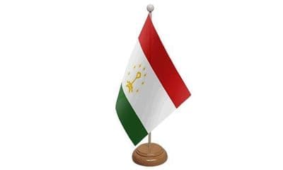Tajikistan Table Flag - Wood