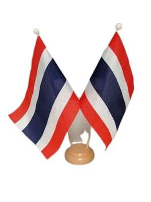 Thailand Double Wooden Table Flag