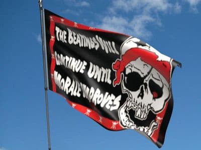 The Beatings Will Continue Pirate Flag 5ft x 3ft