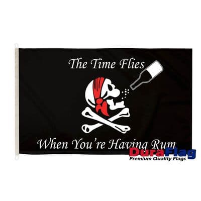 Time Flies When You Have Rum Flag - 5ft x 3ft | Premium Quality DuraFlag D Clips