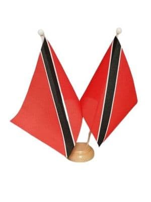 Trinidad & Tobago Double Wooden Table Flag