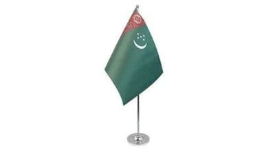 Turkmenistan Table Flag - Satin