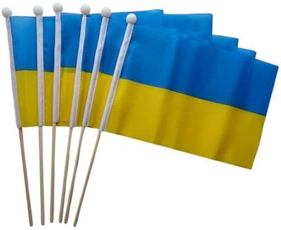 Ukraine Hand Flag - 6 Pack