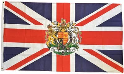 Union Jack Crest Flag - 5ft x 3ft | Heavy Knitted Polyester