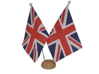 Union Jack Double Wooden Table Flag