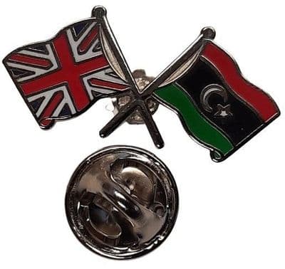 Union Jack & Libya Pin Badge