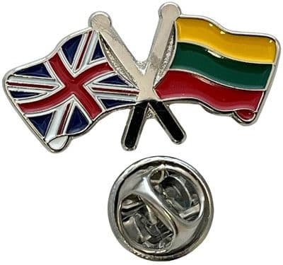 Union Jack & Lithuania Pin Badge