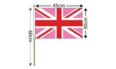 Union Jack Pink Large Hand Flag 18