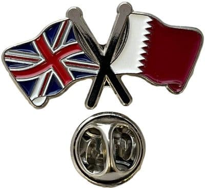 Union Jack & Qatar Pin Badge