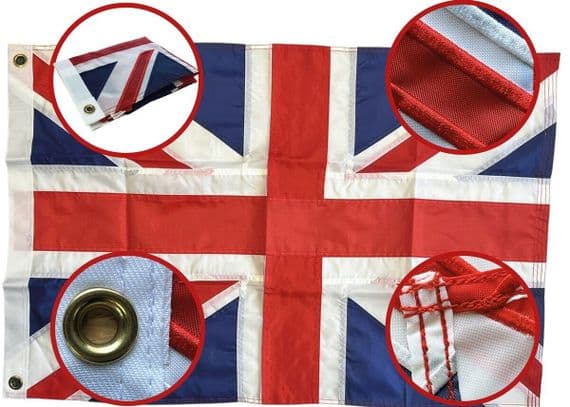 Union Jack Sewn Nylon Flag with Eyelets - 15ft x 1ft | NWFlags