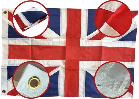 Union Jack Sewn Nylon Flag with Eyelets - 3ft x 2ft | NWFlags