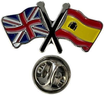 Union Jack & Spain Pin Badge