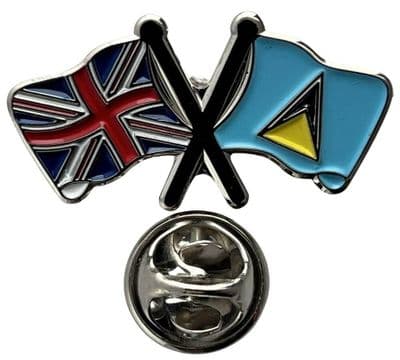 Union Jack & St Lucia Pin Badge