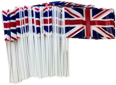 Union Jack VALUE Hand Flag - 120 Pack