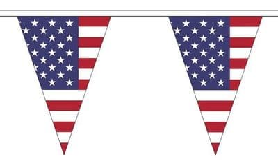 USA Bunting Triangle 20m - 54 Flags