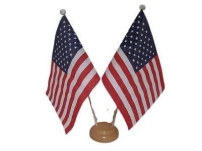 USA Double Table Flag - Wood