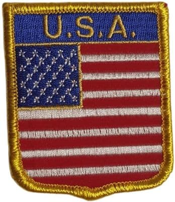 USA Flag Shield Embroidered Sew on patch