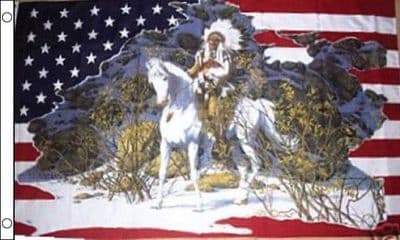 USA Indian Horse Flag 5ft x 3ft