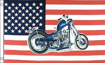 USA with Motorcycle Flag 5ft x 3ft