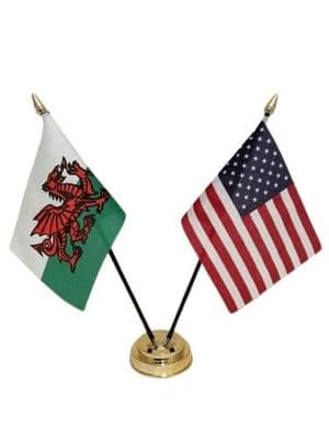 USA with Wales Friendship Table Flag