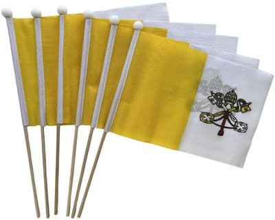 Vatican City Hand Flag - 6 Pack