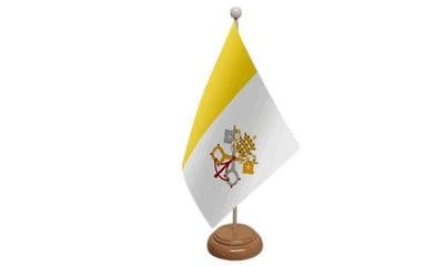 Vatican City Wooden Table Flag