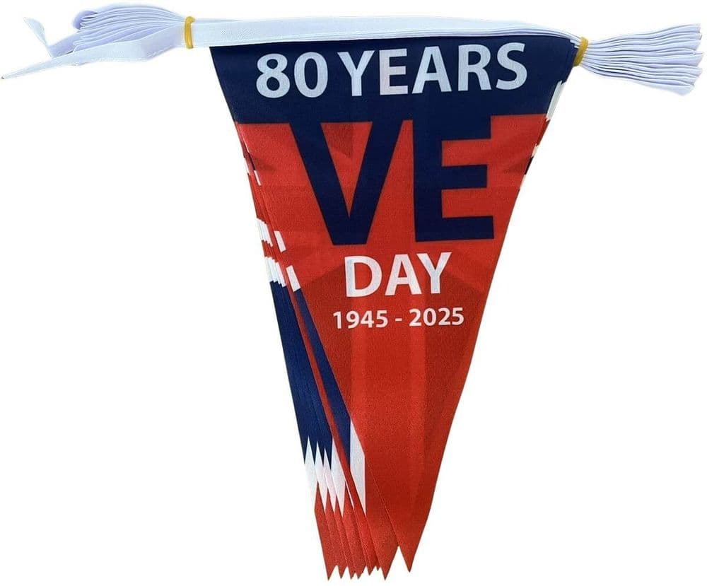 VE Day 80 Years Bunting 5m - 12 Flags | NWFlags.co.uk