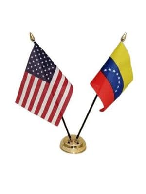 Venezuela with USA Friendship Table Flag
