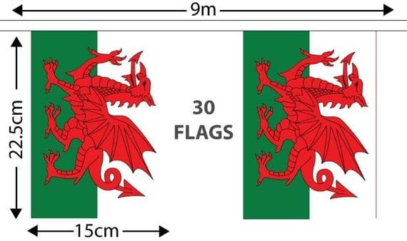 Wales 9m Bunting | Buy Wales Bunting | North West Flags