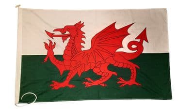 Wales Sewn Flag with Rope & Toggle - 5ft x 3ft