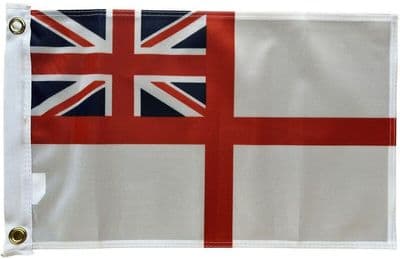 White Ensign Flag 1.5ft x 1ft - Knitted Heavy Polyester Small Flag with 2 Eyelets
