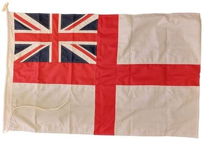 White Ensign Sewn Flag with Rope & Toggle - 3ft x 2ft
