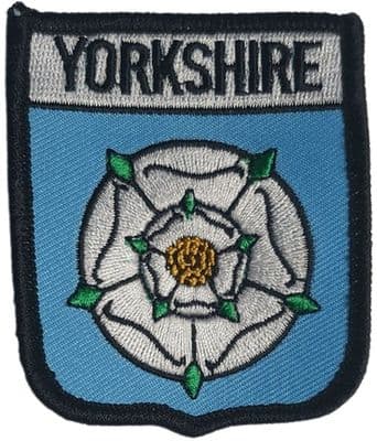 Yorkshire White Rose Shield Embroidered Sew on patch