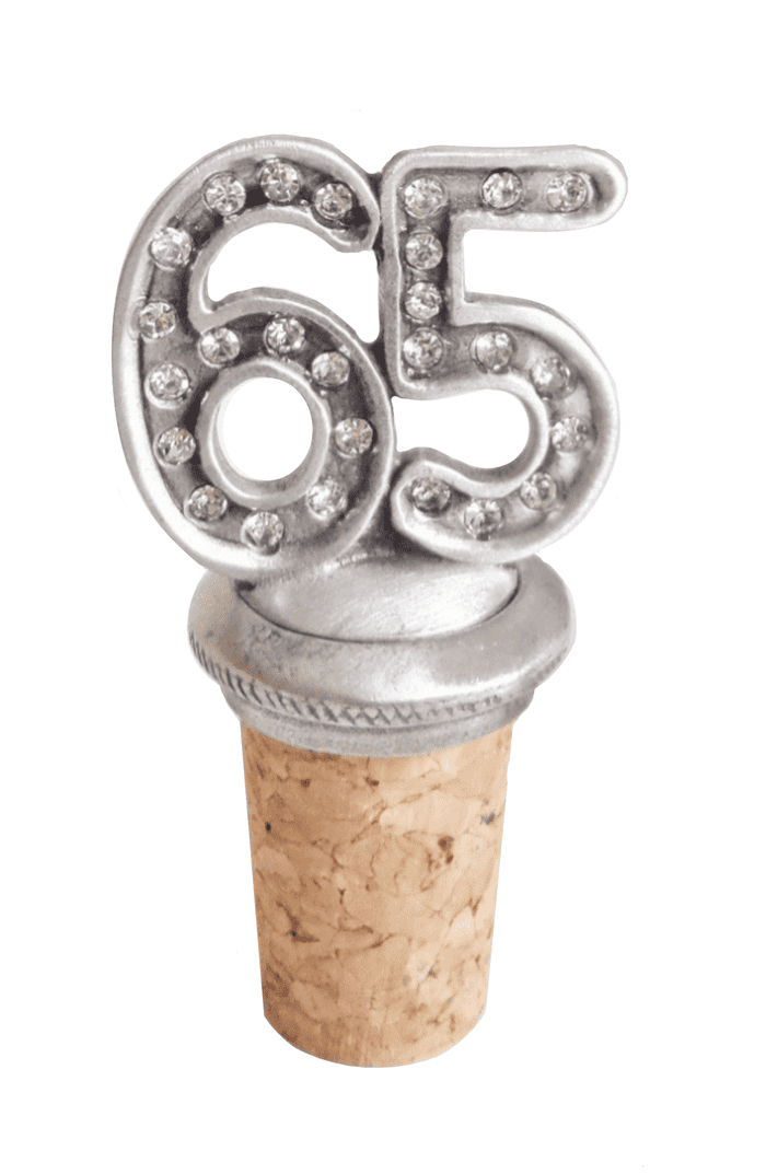 65th Birthday Pewter Bottle Stopper