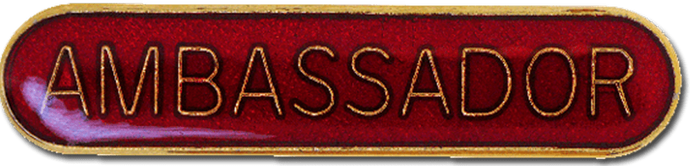 Ambassador Rounded Bar Red Pin Badge