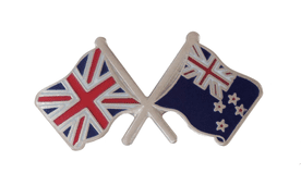 New Zealand and United Kingdom Friendship Flag Pin Badge