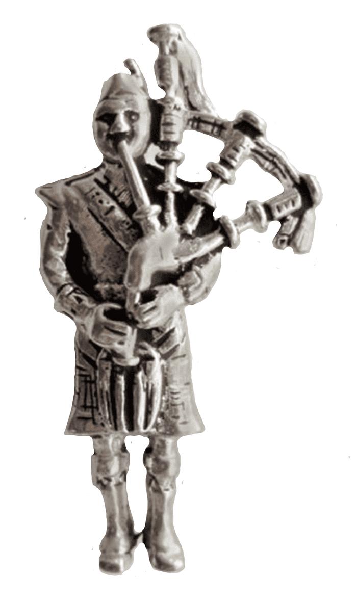 Bagpiper Pewter Pin Badge - Hand Made in Cornwall